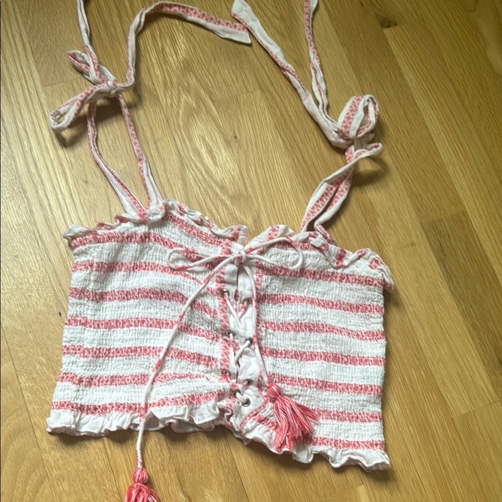 Free people Striped Pink and White Women's Top size small